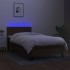Cama box spring con colchón LED tela marrón oscuro 90x190