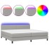 Cama box spring con colchón tela y LED gris claro 200x200