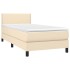 Cama box spring colchón y luces LED tela color crema 90x190