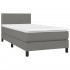 Cama box spring colchón y luces LED tela gris oscuro 100x200