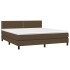 Cama box spring colchón luces LED tela marrón oscuro