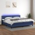 Cama box spring colchón y luces LED tela azul 200x200