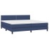 Cama box spring colchón y luces LED tela azul 200x200