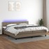 Cama box spring colchón y luces LED tela gris taupe 200x200