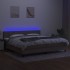 Cama box spring colchón y luces LED tela gris taupe 200x200