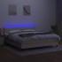 Cama box spring colchón y luces LED tela crema 160x200