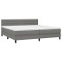 Cama box spring colchón y luces LED tela gris claro 200x200