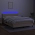 Cama box spring colchón y luces LED tela crema 140x190