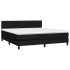Cama box spring colchón y luces LED tela negro 180x200