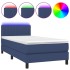 Cama box spring colchón y luces LED tela azul 90x190