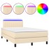Cama box spring con colchón y LED tela crema 120x200