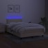 Cama box spring con colchón y LED tela crema 120x200