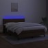 Cama box spring colchón luces LED tela marrón oscuro 140x190