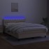 Cama box spring colchón y luces LED tela crema 140x200