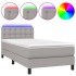 Cama box spring colchón y luces LED tela gris claro 90x190