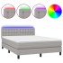 Cama box spring colchón y luces LED tela gris claro 140x200