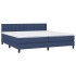 Cama box spring colchón y luces LED tela azul 200x200