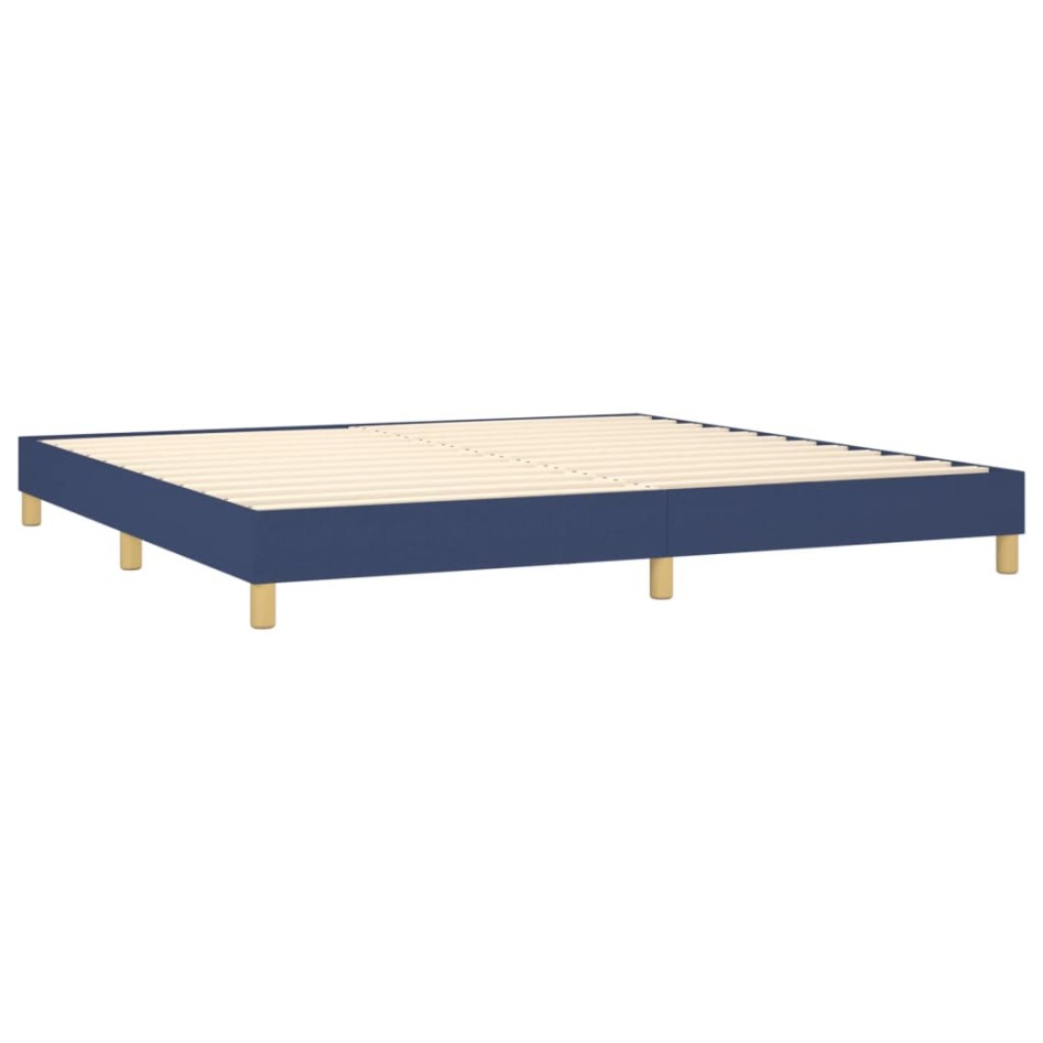 Cama box spring con colchón y LED tela azul 200x200