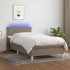Cama box spring con colchón LED tela gris taupe 90x190