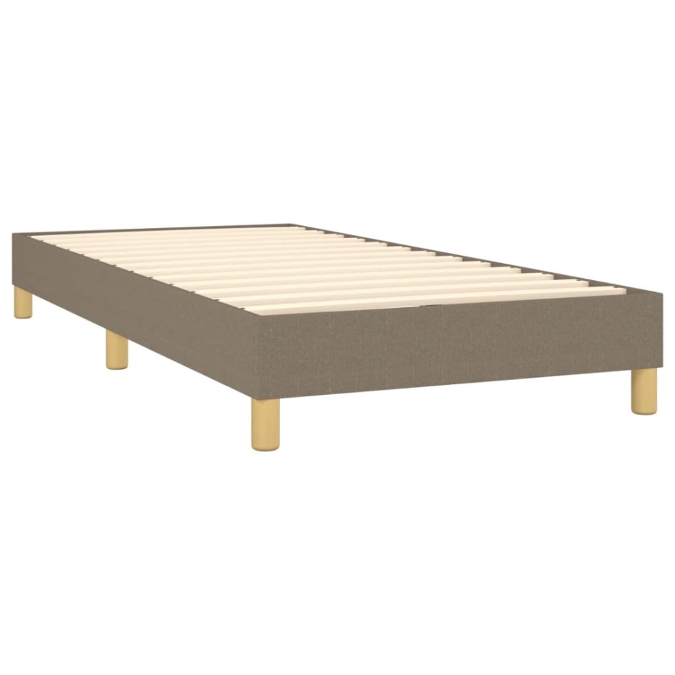 Cama box spring con colchón LED tela gris taupe 90x190