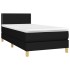 Cama box spring con colchón LED tela negro 100x200