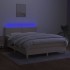 Cama box spring colchón y luces LED tela crema 140x190