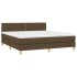Cama box spring con colchón LED tela marrón oscuro 160x200