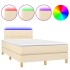 Cama box spring con colchón y LED tela crema 120x200