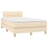 Cama box spring con colchón y LED tela crema 120x200
