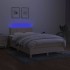 Cama box spring con colchón y LED tela crema 120x200