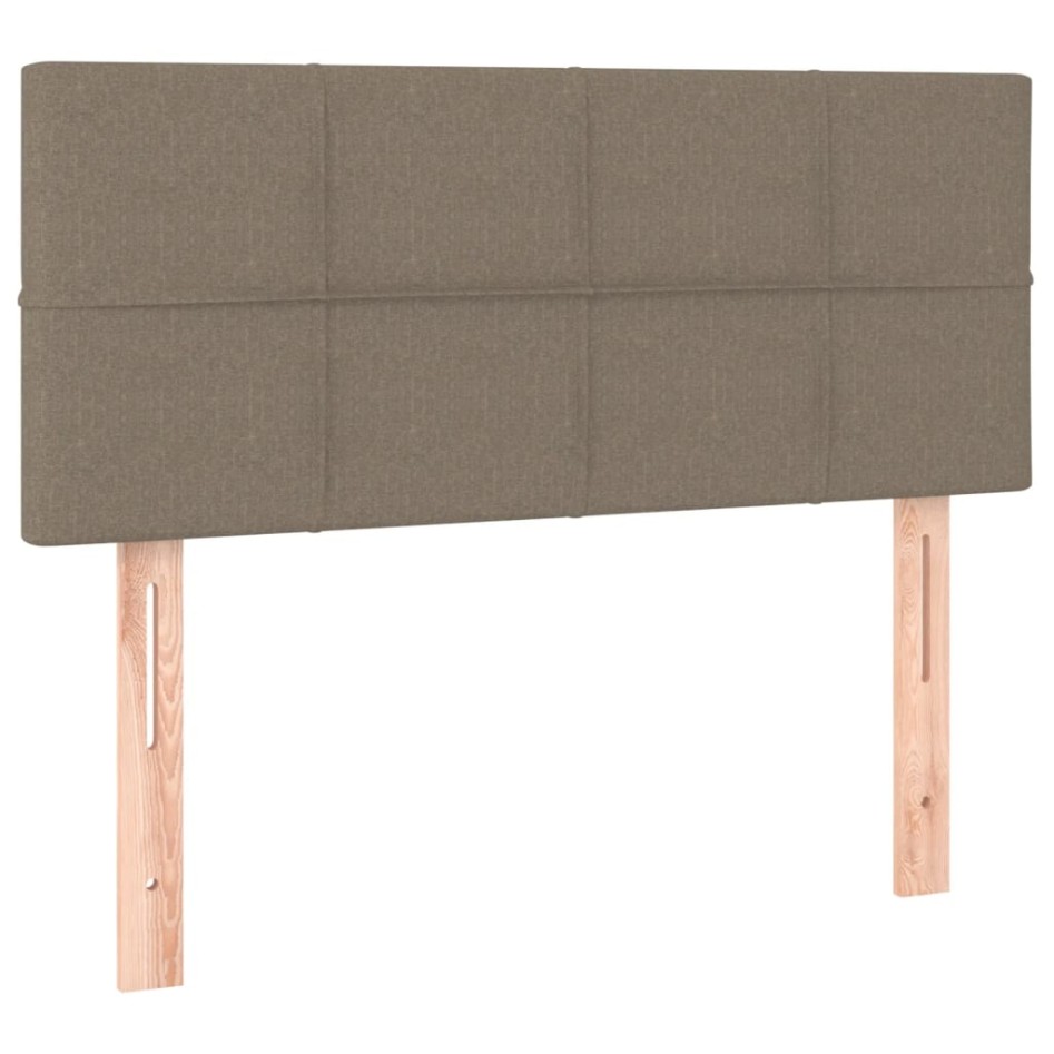 Cama box spring con colchón LED tela gris taupe 90x190