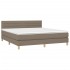 Cama box spring con colchón LED tela gris taupe 160x200