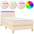 Cama box spring con colchón y LED tela crema 100x200
