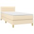 Cama box spring con colchón y LED tela crema 100x200