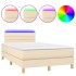 Cama box spring con colchón y LED tela crema 120x200