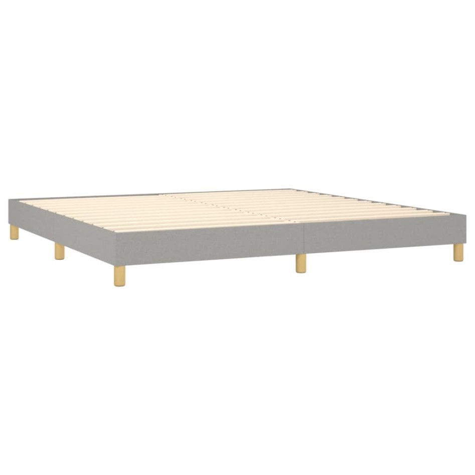 Cama box spring con colchón tela y LED gris claro 200x200