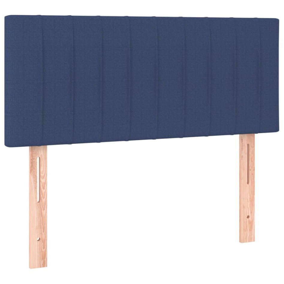 Cama box spring con colchón y LED tela azul 80x200