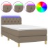 Cama box spring con colchón LED tela gris taupe 80x200