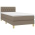 Cama box spring con colchón LED tela gris taupe 80x200