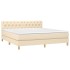 Cama box spring con colchón y LED tela crema 160x200