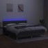 Cama box spring con colchón y LED tela gris oscuro 160x200