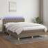 Cama box spring colchón y luces LED tela gris taupe 140x190