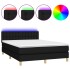 Cama box spring colchón y luces LED tela negro 140x190