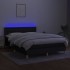 Cama box spring colchón y luces LED tela negro 140x190