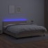 Cama box spring colchón LED cuero sintético capuchino