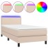 Cama box spring colchón LED cuero sintético capuchino 80x200