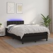 Cama box spring colchón y LED cuero sintético negro 120x200 cm