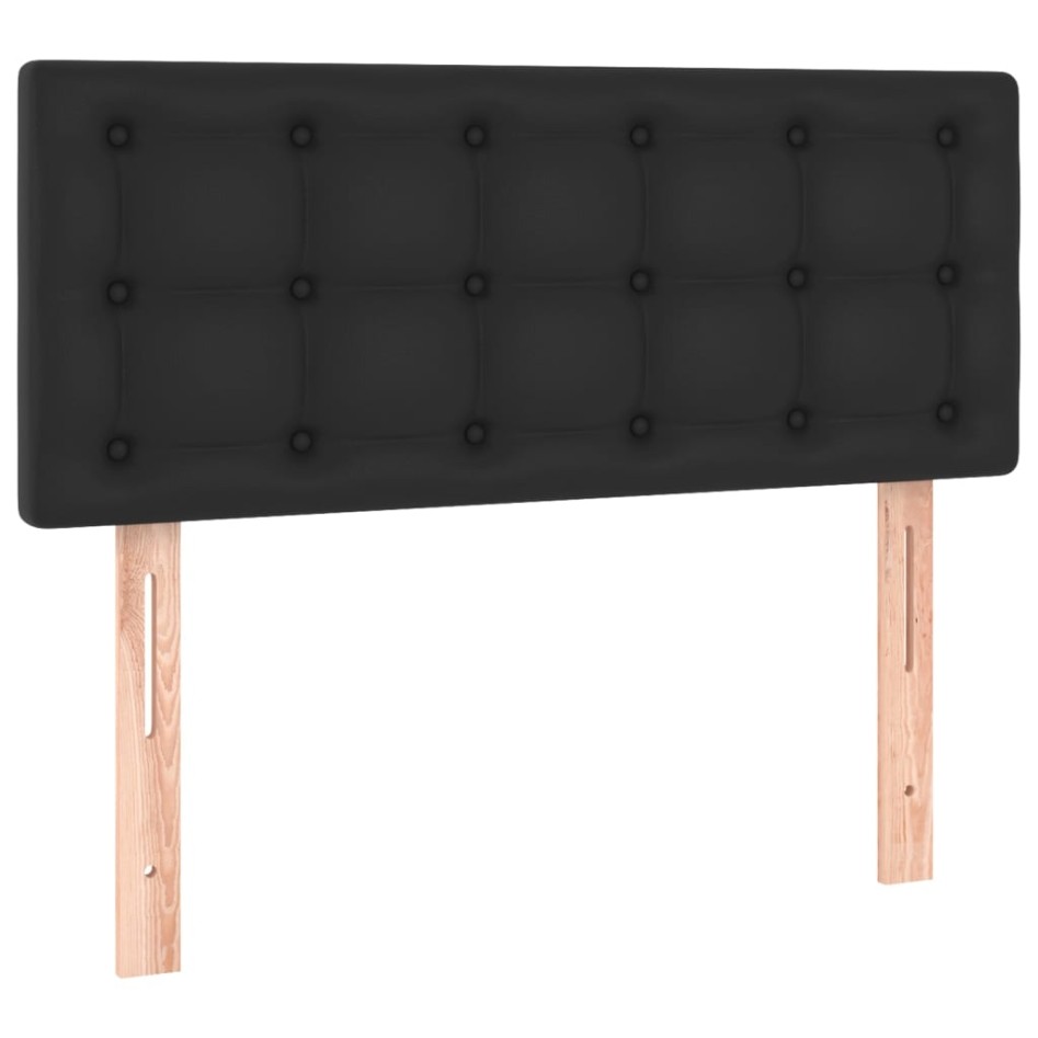 Cama box spring colchón y LED cuero sintético negro 100x200