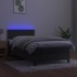 Cama box spring colchón y LED terciopelo gris oscuro 100x200