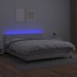 Cama box spring colchón y LED cuero sintético blanco 160x200